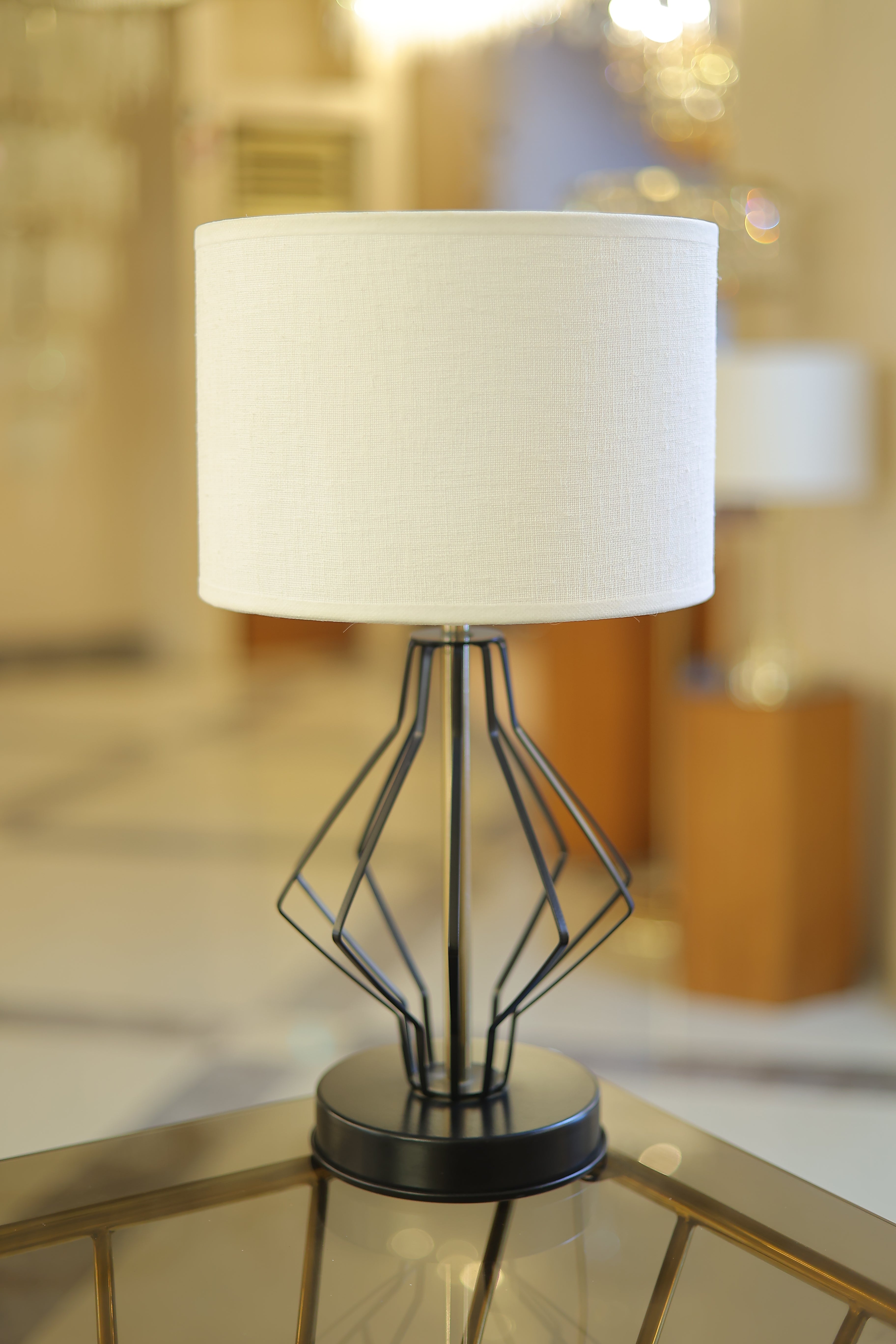 Curved Table Lamp, 1 Lights, Metal, 25×48cm - Black - أباجورة منحني، 1 لمبة، معدن، 25×48 سم - اسود